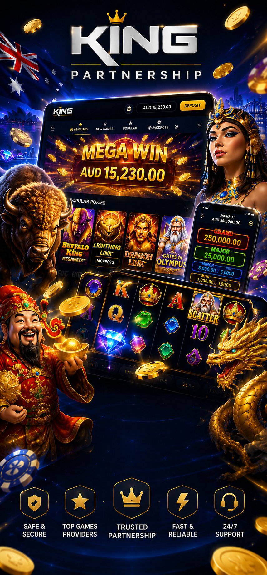 KING Partnership — pokies and jackpots